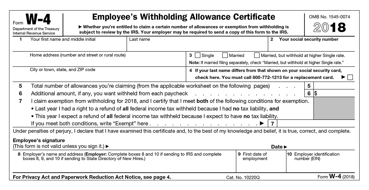 2018 Income Tax Withholding Chart